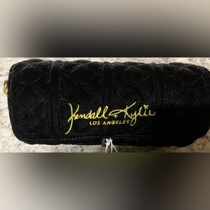 Kendall & Kylie Black Quilted Makeup or Jewelry Roll with Yellow Embroidery